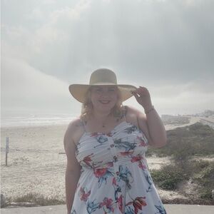Floral Sundress with Straw Hat